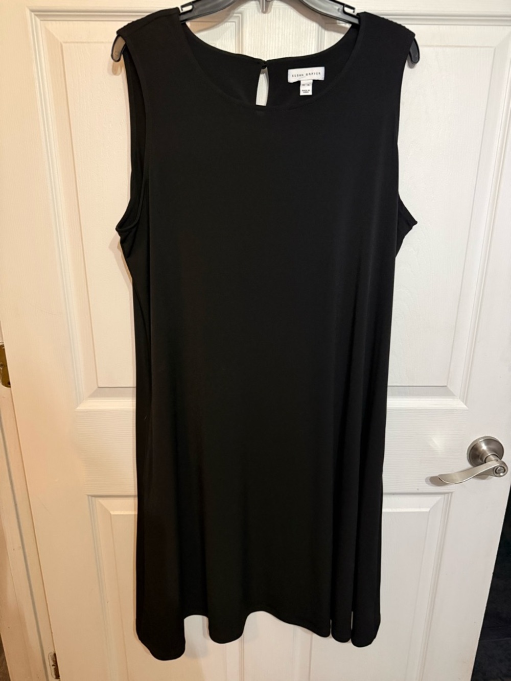 Susan Graver Black Sleeveless Shift Dress with Pockets size XL